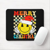 Groovy Merry Christmas Smile Face Santa Hat Xmas T Mousepad (Mit Mouse)