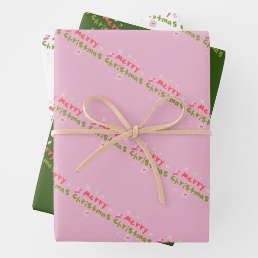 Groovy Merry Christmas Tree Bubble Letters Geschenkpapier Set (Beispiel)