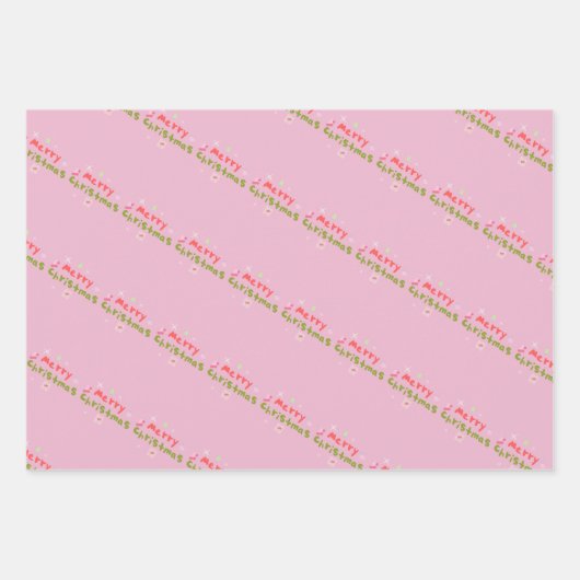 Groovy Merry Christmas Tree Bubble Letters Geschenkpapier Set (Vorderseite)