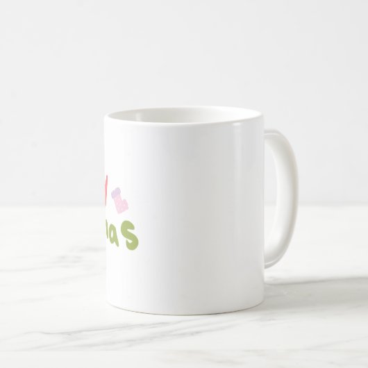 Groovy Merry Christmas Tree Bubble Letters Kaffeetasse (VorderseiteRechts)