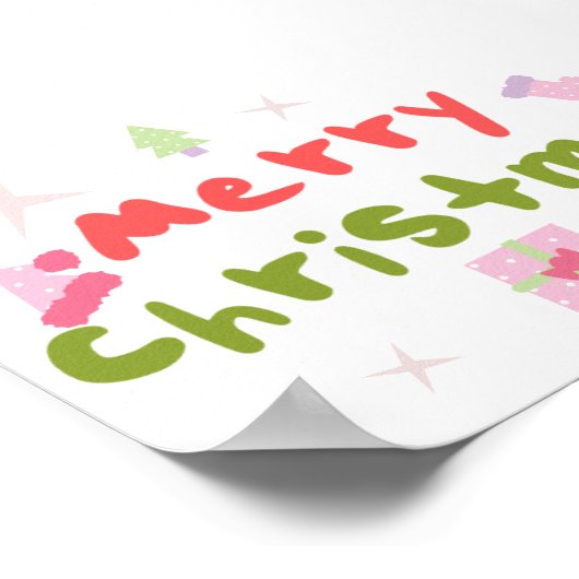 Groovy Merry Christmas Tree Bubble Letters Poster (Ecke)