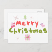 Groovy Merry Christmas Tree Bubble Letters Postkarte (Vorne/Hinten)