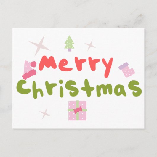 Groovy Merry Christmas Tree Bubble Letters Postkarte (Vorderseite)