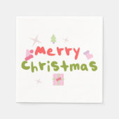 Groovy Merry Christmas Tree Bubble Letters Serviette (Vorderseite)