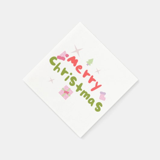 Groovy Merry Christmas Tree Bubble Letters Serviette (Ecke)