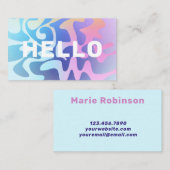 Groovy Metallic Squiggles Pastel Pink Blue Unique Visitenkarte (Vorne/Hinten)