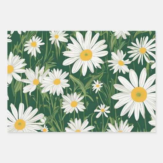 Groovy Mid Century Modern Daisy Floraal Geschenkpapier Set (Vorderseite 2)