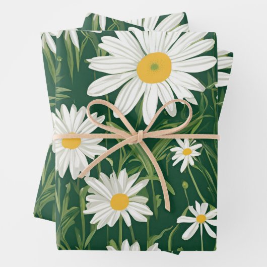 Groovy Mid Century Modern Daisy Floraal Geschenkpapier Set (Beispiel)