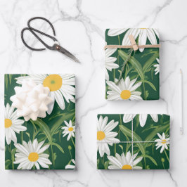 Groovy Mid Century Modern Daisy Floraal Geschenkpapier Set