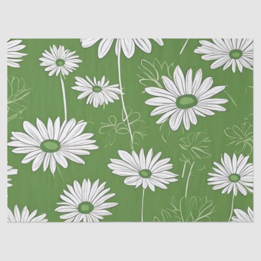 Groovy Mid Century Modern Daisy Floraal Seidenpapier (Vorderseite)