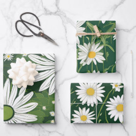 Groovy Mid Century Modern Daisy Floral Geschenkpapier Set