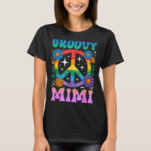 Groovy Mimi Floral Hipe Funny Mother's Day Mom Wom T-Shirt (Vorderseite)