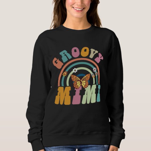 Groovy Mimi Grandma Grandmother Hippie Theme Mothe Sweatshirt (Vorderseite)
