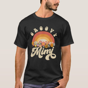 Groovy Mimi Retro Regenbogen Bunte Blumen Design T-Shirt