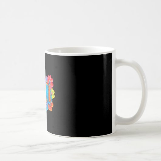 Groovy Mimi-Ton Stil farbenfrohes Blumendesign Kaffeetasse (Rechts)