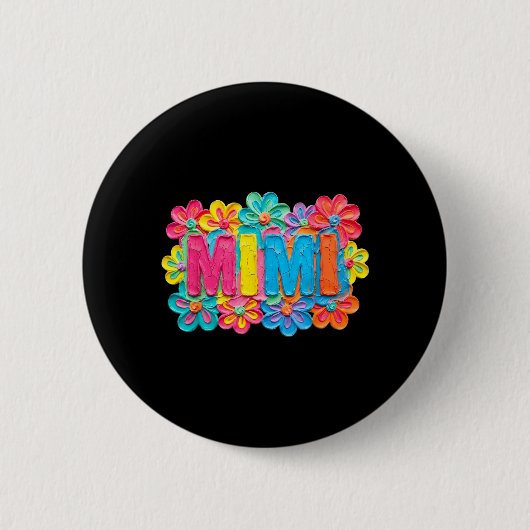 Groovy Mimi Ton Stil Farbige Blumen-Design Button (Vorderseite)