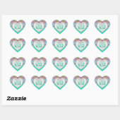 Groovy Mint & Pink Save the Date Heart Stickers (Blatt)