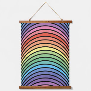 Groovy Mod Colorful Funky Retro Abstrakt Rainbow Wandteppich Mit Holzrahmen