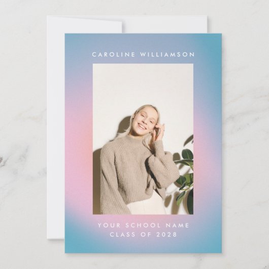 Groovy Mod Pastel Retro Custom Foto Abschluss Ankündigung (Vorderseite)