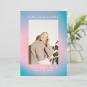 Groovy Mod Pastel Retro Custom Foto Abschluss Ankündigung (Stehend Vorderseite)