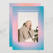 Groovy Mod Pastel Retro Custom Foto Abschluss Ankündigung (Vorne/Hinten)