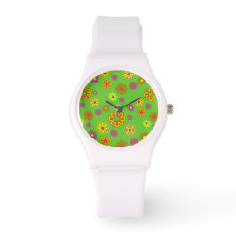 Groovy Mod Pop Blume Limon, gelb und orange Armbanduhr
