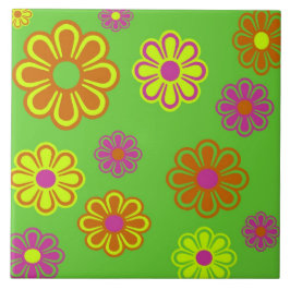 Groovy Mod Pop Blume Orange lila Fliese