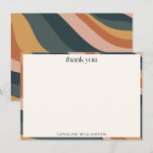 Groovy Modern Earth Tone Wavy Stripe Personalized Dankeskarte (Vorne/Hinten)
