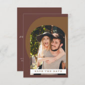 Groovy Modern Geometric Foto Brown Save The Date (Vorne/Hinten)