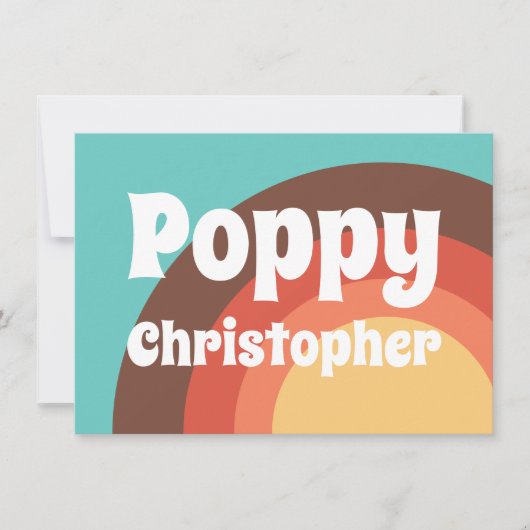 Groovy Modern Retro Farbige Kurven Personalisiert Mitteilungskarte (Vorderseite)