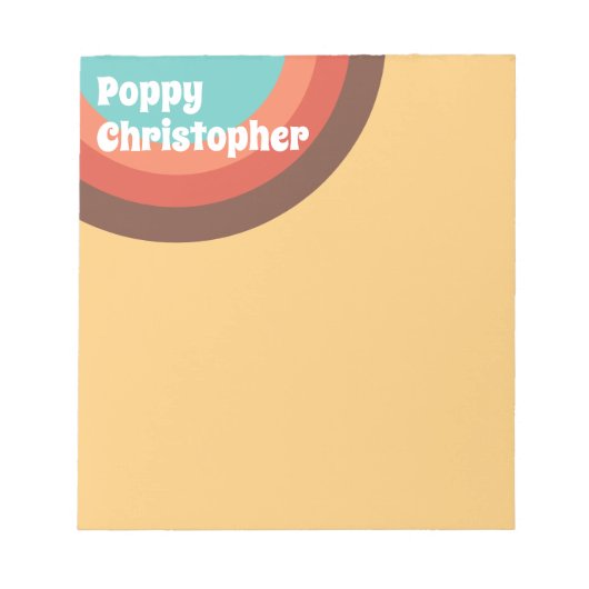 Groovy Modern Retro Farbige Kurven Personalisiert Notizblock (Vorderseite)