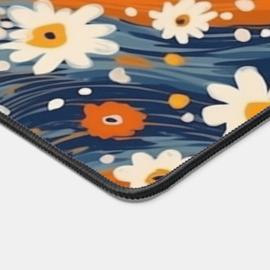 Groovy Modern Watercolor Daisy Pattern Schreibtischunterlage (Ecke)