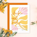 Groovy moderne, blumengelbe und rosa Hochzeit Einladung<br><div class="desc">Groovy moderne,  blumengelbe und rosafarbene Unterhaltungsfarben mischen sich und passen nicht so gut zu den typischen farbenfrohen Hochzeiten. Original-Kunstwerk von Caroline Bonne Müller</div>