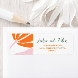Groovy moderne, blumenrosa und orange Hochzeit