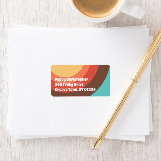 Groovy Moderne Retro farbenfrohe Kurven kühl freun Adressaufkleber (Insitu)