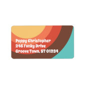 Groovy Moderne Retro farbenfrohe Kurven kühl freun Adressaufkleber (Vorne)