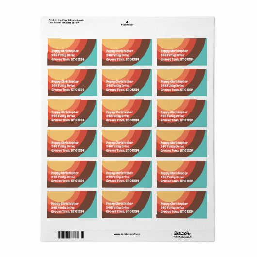 Groovy Moderne Retro farbenfrohe Kurven kühl freun Adressaufkleber (Vorne)