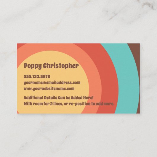 Groovy Moderne Retro farbenfrohe Kurven kühl freun Visitenkarte (Rückseite)