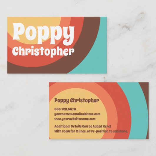 Groovy Moderne Retro farbenfrohe Kurven kühl freun Visitenkarte (Vorne/Hinten)