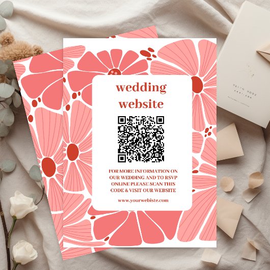 Groovy moderne rosa Hochzeit Begleitkarte