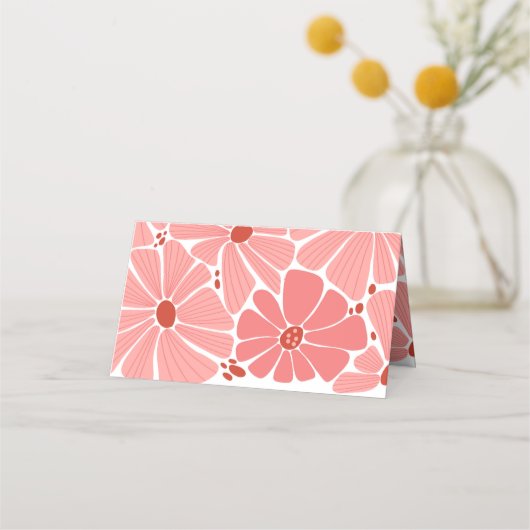 Groovy moderne rosa Hochzeit Platzkarte (Rückseite)