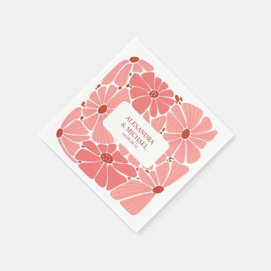 Groovy moderne rosa Hochzeit Serviette (Ecke)