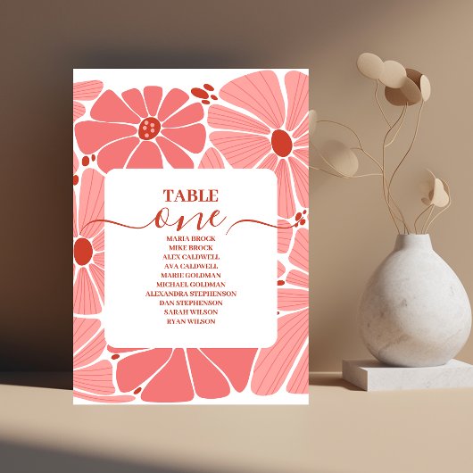 Groovy moderne rosa Hochzeit Tischnummer