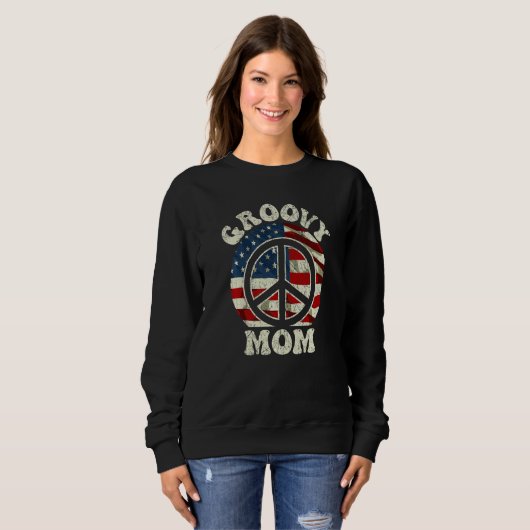 Groovy Mom 70s Aesthetic USA Flag Retro Mom  1 Sweatshirt (Vorne ganz)