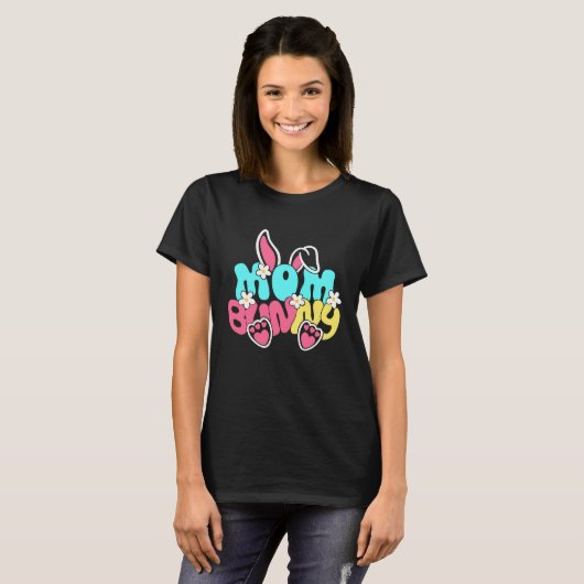 Groovy Mom Bunny Happy Easter Mother's Day 2023 T-Shirt (Vorne ganz)
