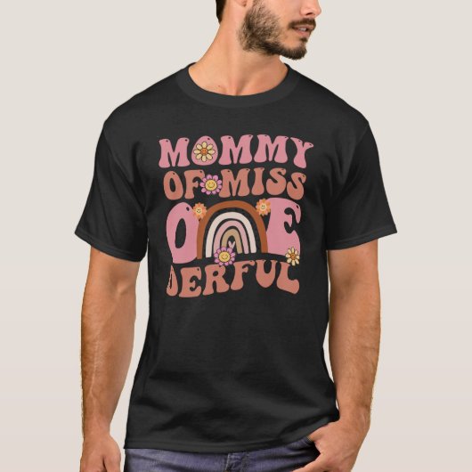 Groovy Mommy of Miss Onederful 1st Bday Boho Rainb T-Shirt (Vorderseite)