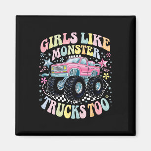 Groovy Monster Truck Birthday Girls like Monster T Magnet
