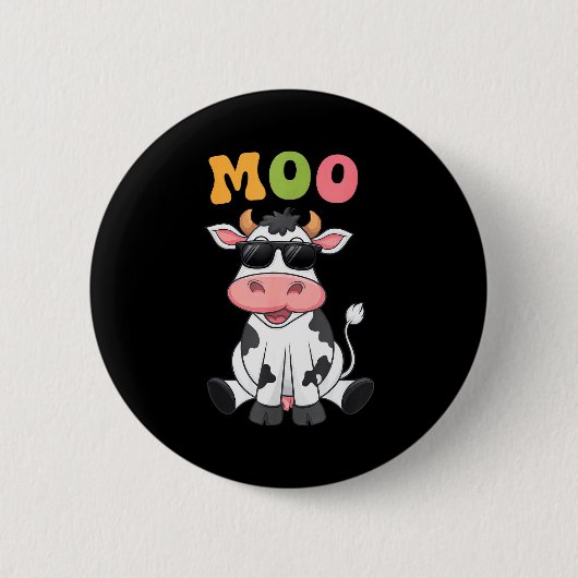 Groovy Moo Cow - Funny Farmer Cow Men Women Kids B Button (Vorderseite)