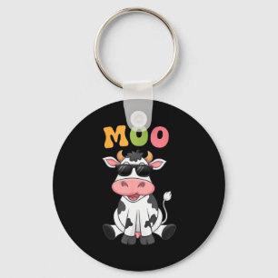 Groovy Moo Kuh - Lustige Bauer Kuh Männer Frauen K Schlüsselanhänger