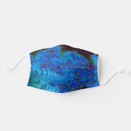 Groovy Moody Blue Fraktal Mandala und Spirals Mund-Nasen-Maske Aus Stoff